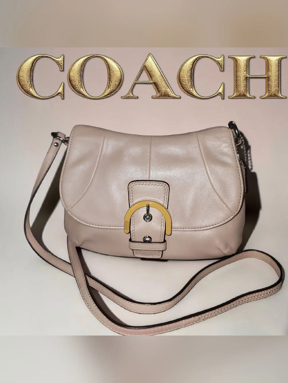 ✨ Rare VINTAGE Coach Soho Pearlescent Pink Leather Crossbody Flap Bag - EUC✨️ - Picture 1 of 8